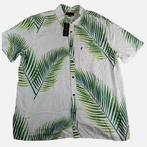 Margaritaville White and Green Leaf Print Shirt